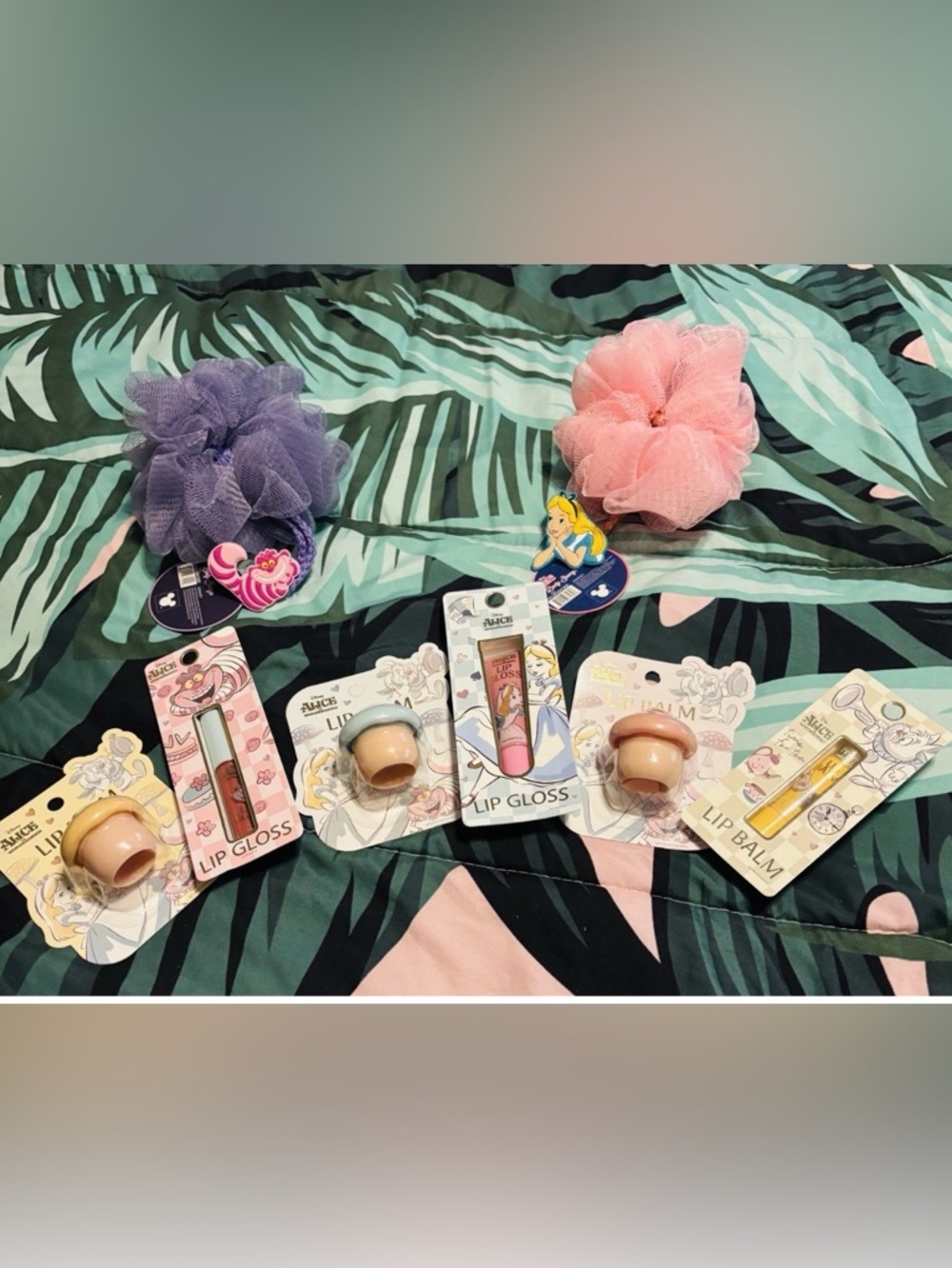 Alice in Wonderland Pink Lip Gloss Balm Set with Accessories